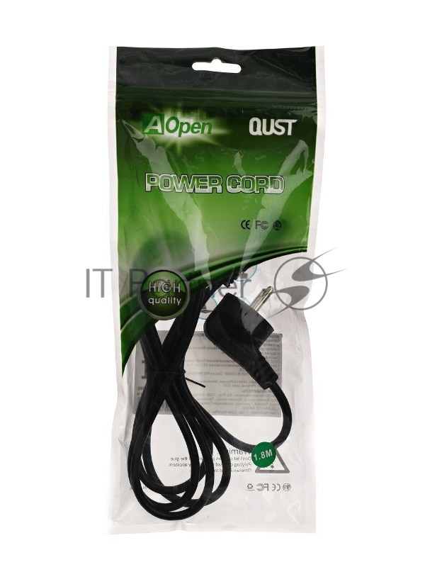 Кабель/ Кабель питания для ноутбуков 3-pin ( угловая Евровилка) <VDE> 3G*0.5mm2 Aopen <ACE022-1.8M> , 1,8m