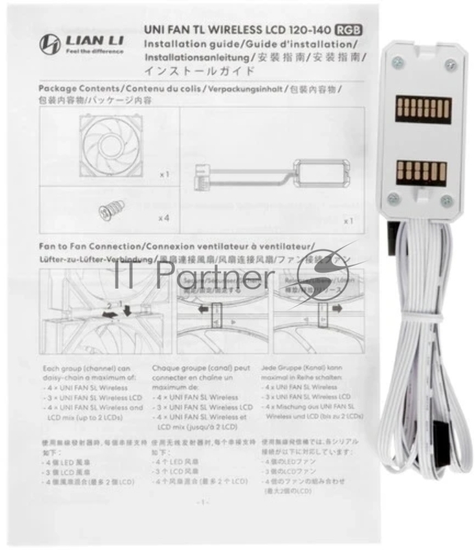 Вентилятор для корпуса Lian-Li Uni Fan TL Wireless LCD 120 LCD ARGB 120х124.5x28 белый 4-pin 27дБ (G99.12TLLCD1W1W.R0) Ret