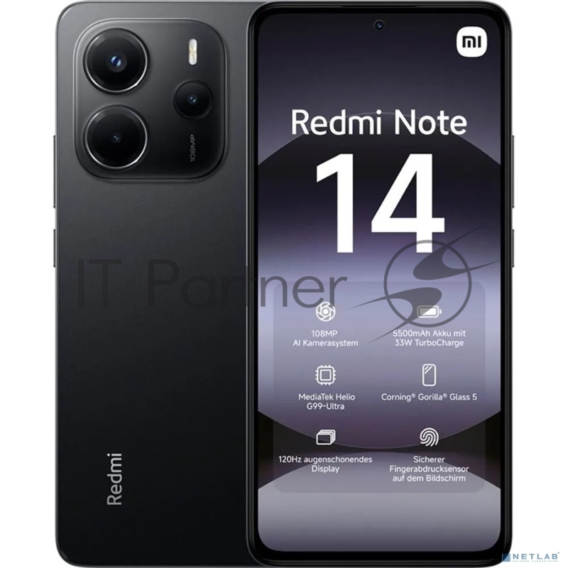 Смартфон Xiaomi Redmi Note 14, 8/256Gb, черный