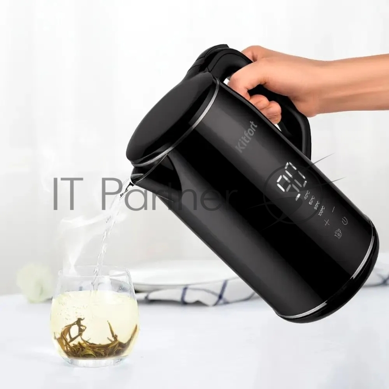 Чайник электрический Kitfort КТ-6131 1.7л. 2200Вт черный корпус: металл/пластик