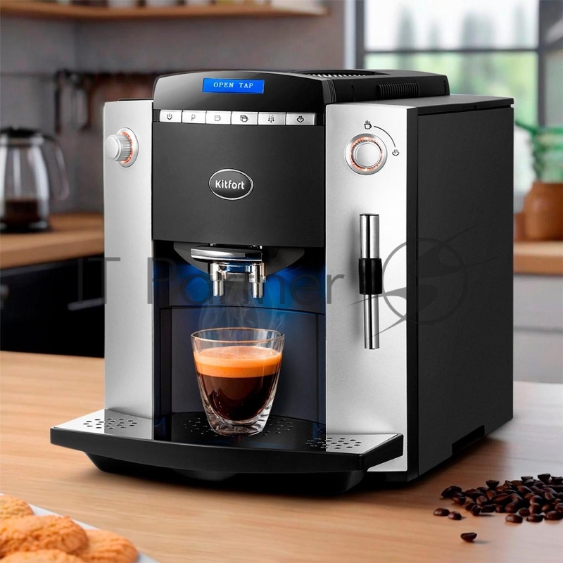 Кофемашина Kitfort КТ-7320 1400Вт серебристый/черный