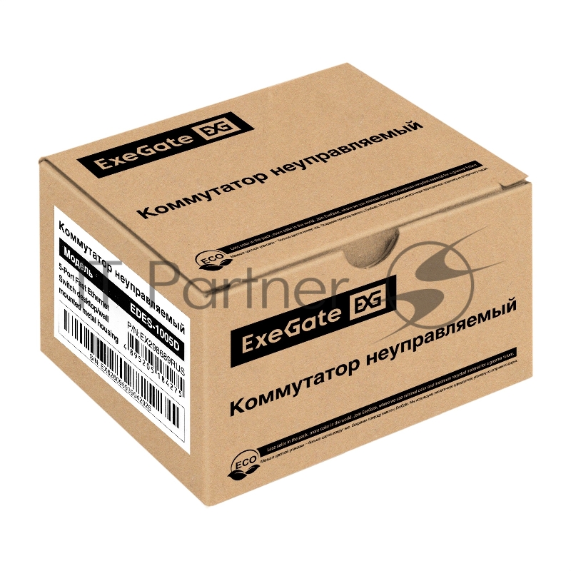 Коммутатор неуправляемый ExeGate EDES-1005D (5-портовый UTP 10/100Mbps, металлический корпус, с функцией энергосбережения (EEE), настольный/настенный)