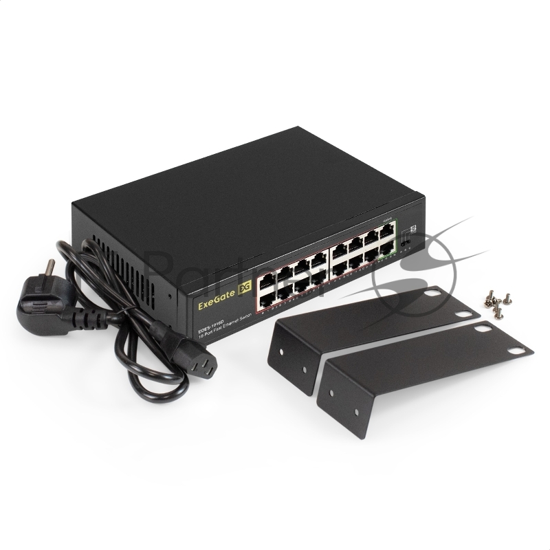 Коммутатор неуправляемый ExeGate EDES-1016D (16-портовый UTP 10/100Mbps, металлический корпус, с возможностью установки в стойку)
