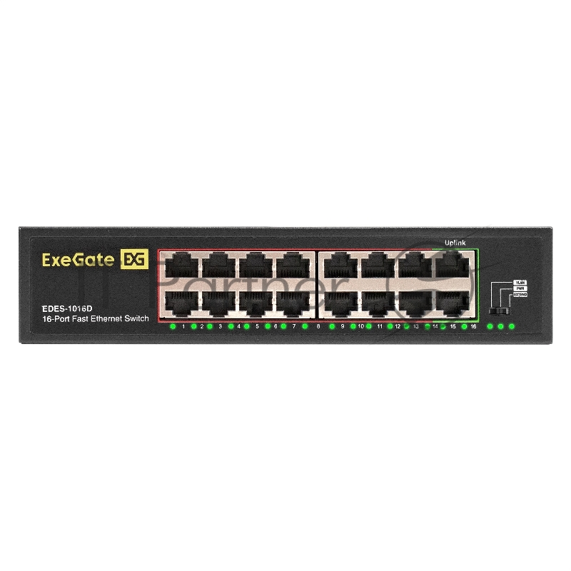 Коммутатор неуправляемый ExeGate EDES-1016D (16-портовый UTP 10/100Mbps, металлический корпус, с возможностью установки в стойку)