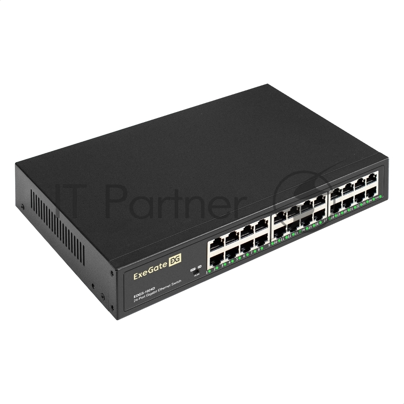 Коммутатор неуправляемый ExeGate EDGS-1024D (24-портовый гигабитный UTP 10/100/1000 Base-T, металлический корпус, с возможностью установки в стойку, с функцией энергосбережения (EEE))