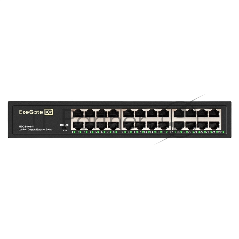 Коммутатор неуправляемый ExeGate EDGS-1024D (24-портовый гигабитный UTP 10/100/1000 Base-T, металлический корпус, с возможностью установки в стойку, с функцией энергосбережения (EEE))