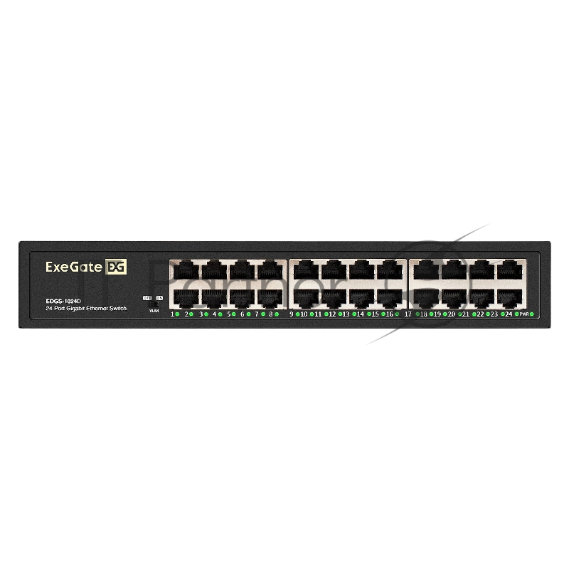 Коммутатор неуправляемый ExeGate EDGS-1024D (24-портовый гигабитный UTP 10/100/1000 Base-T, металлический корпус, с возможностью установки в стойку, с функцией энергосбережения (EEE))