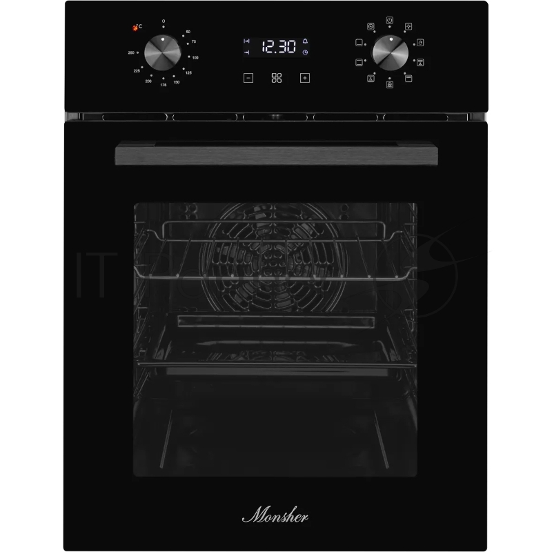 Электрический духовой шкаф Monsher MOE 4592 Noir ширина 45 см, High-Tech, 50 л, гидролизная очистка, 9 режимов, черный