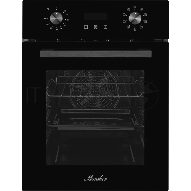 Электрический духовой шкаф Monsher MOE 4592 Noir ширина 45 см, High-Tech, 50 л, гидролизная очистка, 9 режимов, черный