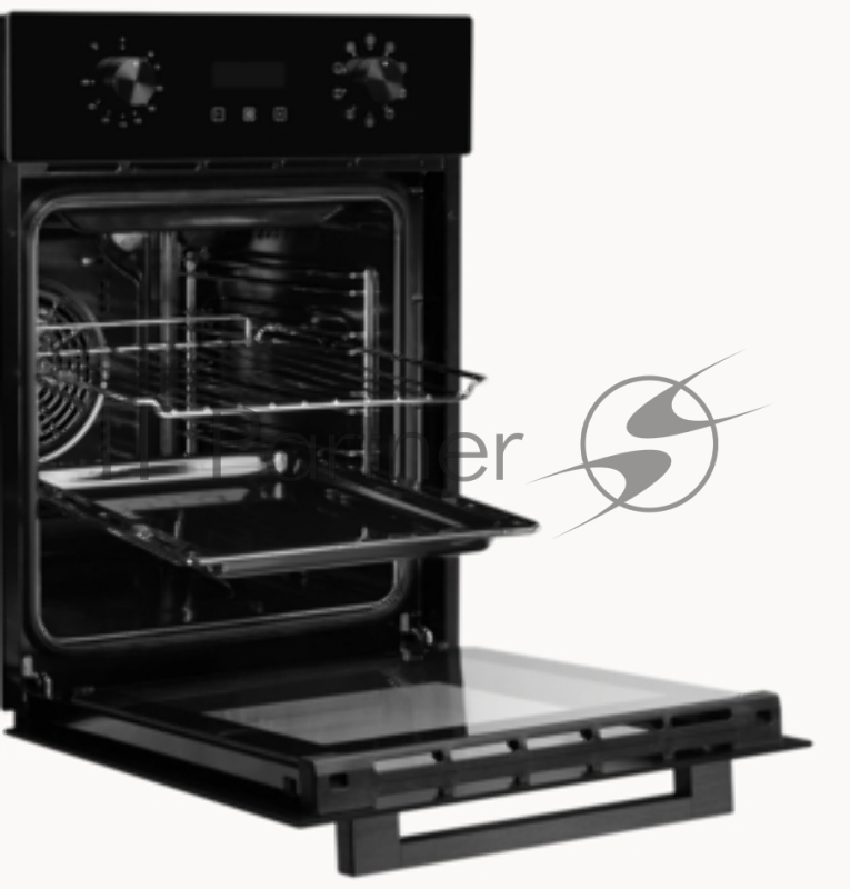 Электрический духовой шкаф Monsher MOE 4592 Noir ширина 45 см, High-Tech, 50 л, гидролизная очистка, 9 режимов, черный