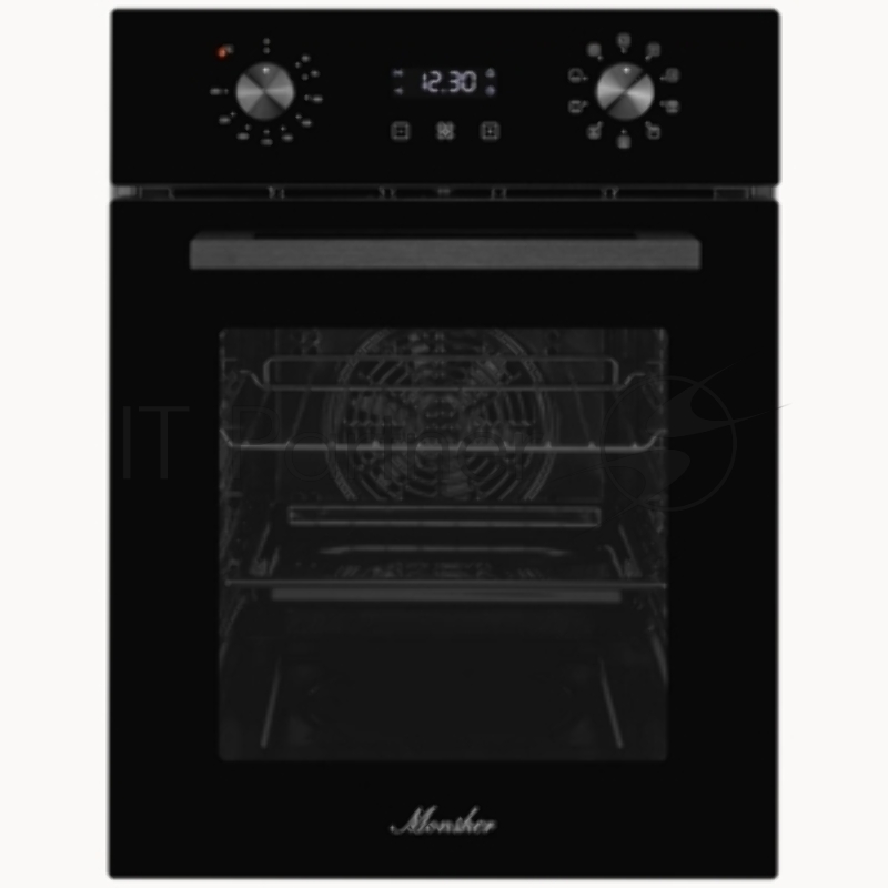 Электрический духовой шкаф Monsher MOE 4592 Noir ширина 45 см, High-Tech, 50 л, гидролизная очистка, 9 режимов, черный
