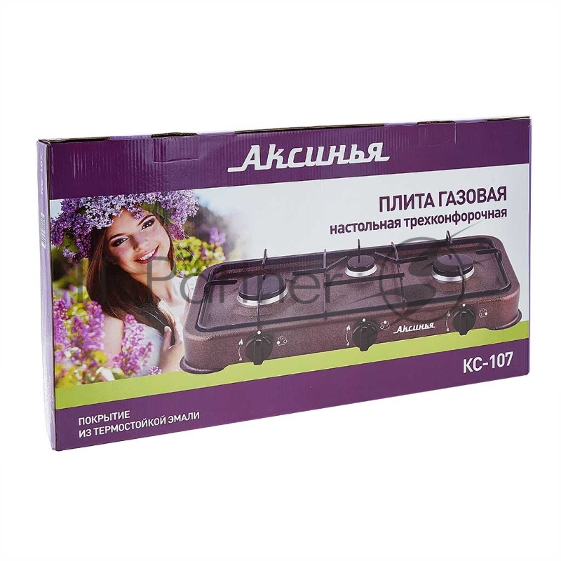 Настольная плита АКСИНЬЯ КС-107 трехконфорочная,коричневый
