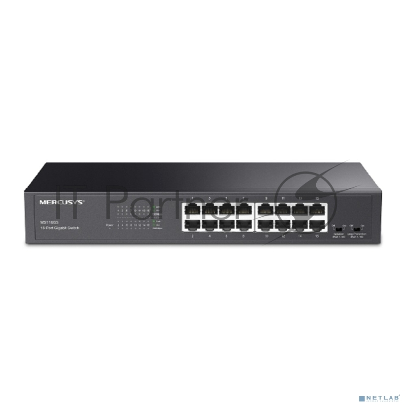 Коммутатор Mercusys MS116GS с 16 гигабитными портами для размещения на столе или в стойке