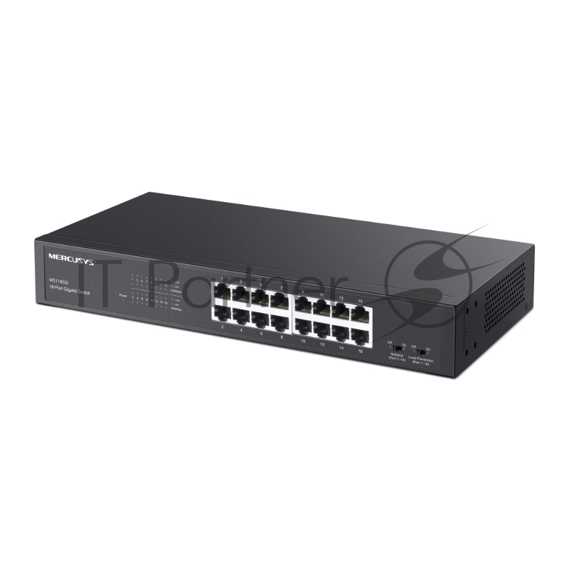 Коммутатор Mercusys MS116GS с 16 гигабитными портами для размещения на столе или в стойке