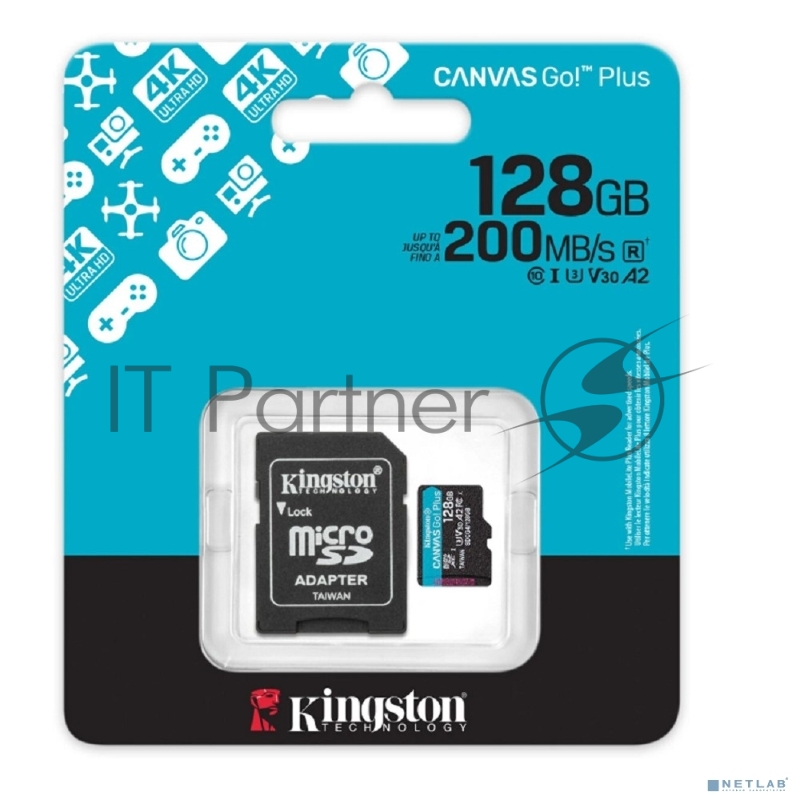 Флеш карта microSDXC 128GB Kingston SDCG4/128GB Canvas Go! Plus V30 A2 + adapter