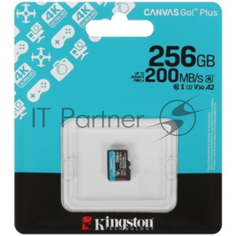 Флеш карта microSDXC 256GB Kingston SDCG4/256GBSP Canvas Go! Plus V10 A2 w/o adapter