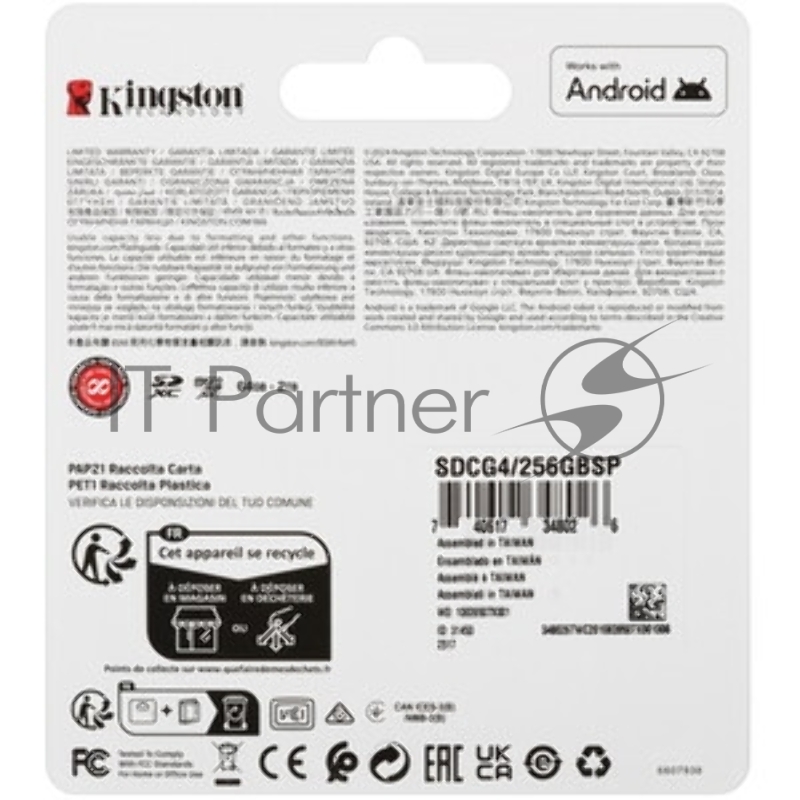 Флеш карта microSDXC 256GB Kingston SDCG4/256GBSP Canvas Go! Plus V10 A2 w/o adapter