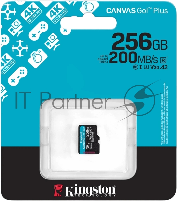 Флеш карта microSDXC 256GB Kingston SDCG4/256GBSP Canvas Go! Plus V10 A2 w/o adapter
