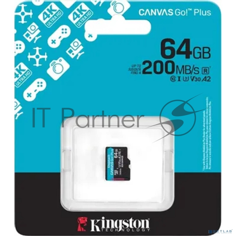 Флеш карта microSDXC 64GB Kingston SDCG4/64GBSP Canvas Go! Plus V30 A2 w/o adapter