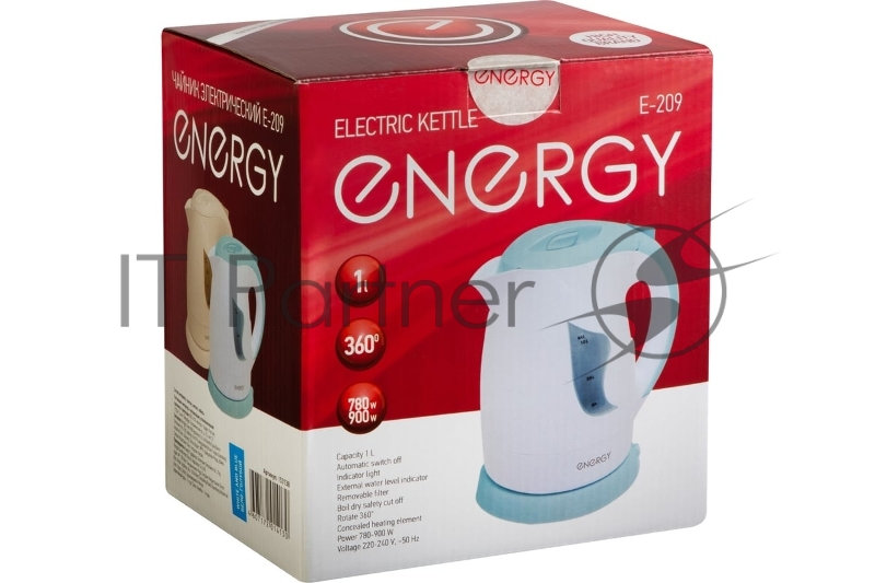 Чайник ENERGY Е-209 1л, 0,8кВт, диск цвета в ассортименте