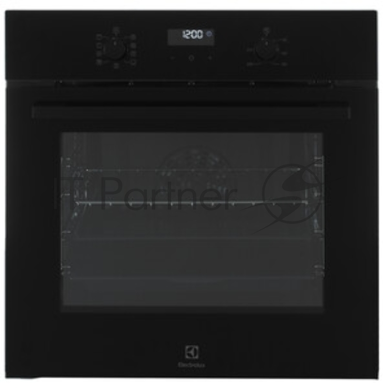 Встраиваемый духовой шкаф Electrolux EOF5H50BZ, Электрический духовой шкаф с конвекцией, приготовление на пару, объем 65 л, 8 режимов, очистка каталитическая, 2 стекла в дверце, направляющие проволочные, черный цвет