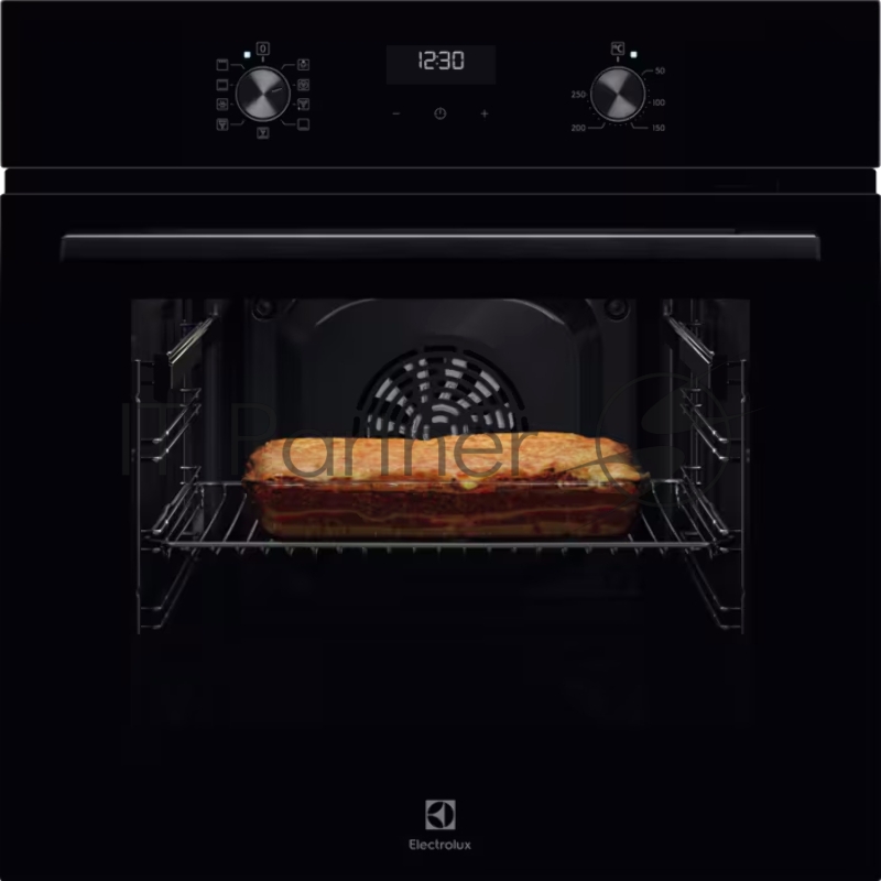 Встраиваемый духовой шкаф Electrolux EOF5H50BZ, Электрический духовой шкаф с конвекцией, приготовление на пару, объем 65 л, 8 режимов, очистка каталитическая, 2 стекла в дверце, направляющие проволочные, черный цвет