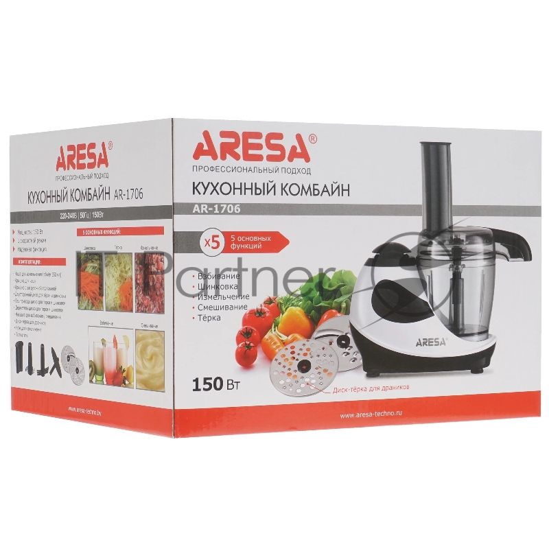 Кухонный комбайн ARESA AR-1706 белый, 150 Вт