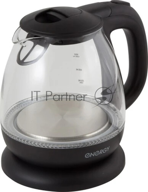 Чайник электрический Energy E-296 1л, стекло, черный, 1100Вт