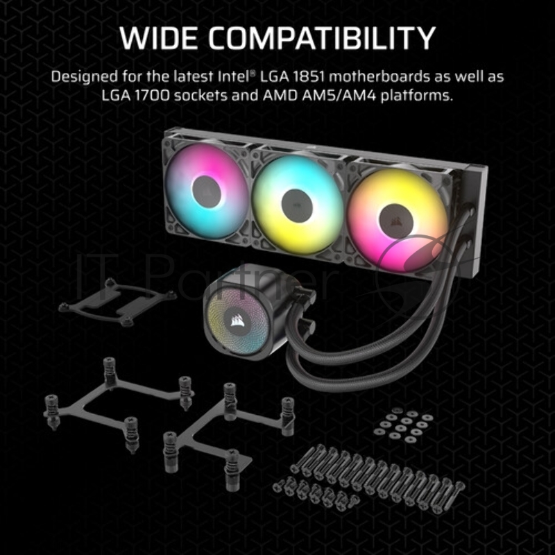 Система жидкостного охлаждения Corsair NAUTILUS 360 ARGB (360mm, Black, ARGB/ Fans: 3x120mm, 72.8CFM, 36dBA, 1700RPM/ S: 1851, 1700, AM5, AM4)