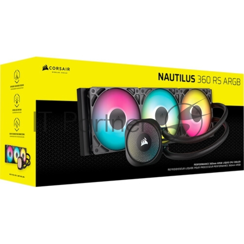 Система жидкостного охлаждения Corsair NAUTILUS 360 ARGB (360mm, Black, ARGB/ Fans: 3x120mm, 72.8CFM, 36dBA, 1700RPM/ S: 1851, 1700, AM5, AM4)