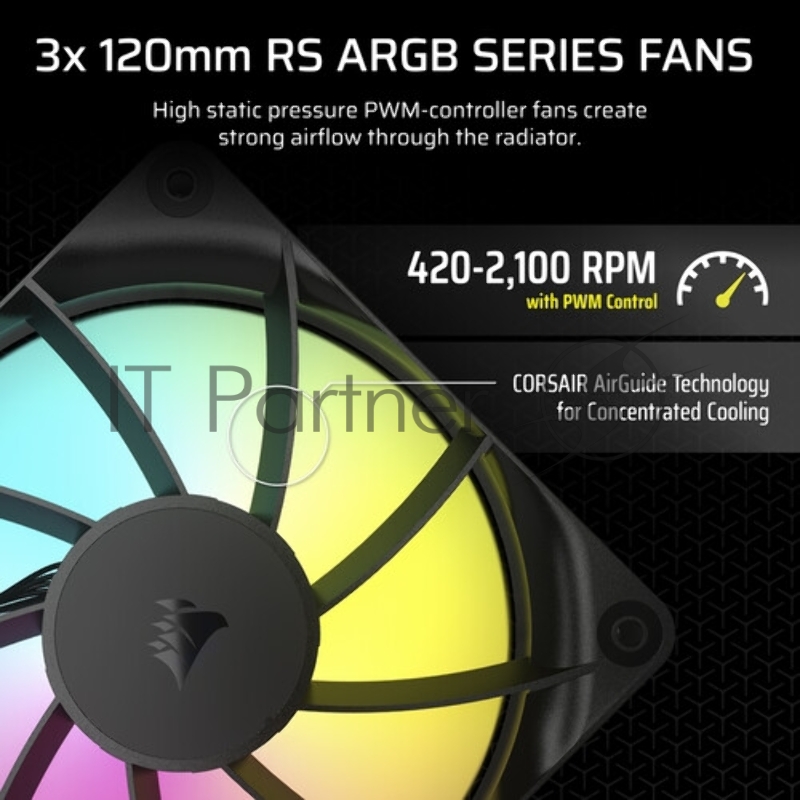 Система жидкостного охлаждения Corsair NAUTILUS 360 ARGB (360mm, Black, ARGB/ Fans: 3x120mm, 72.8CFM, 36dBA, 1700RPM/ S: 1851, 1700, AM5, AM4)