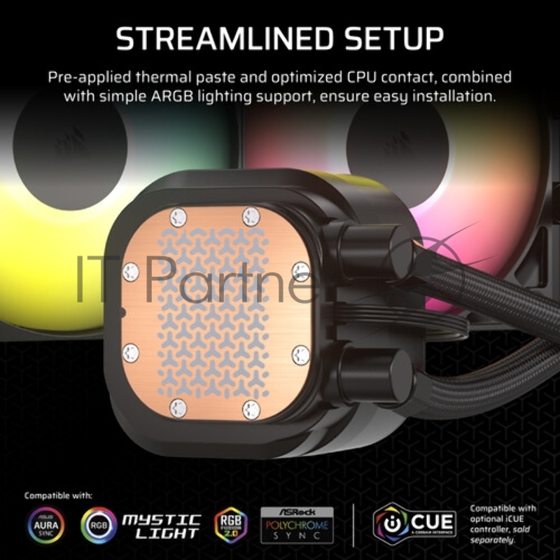 Система жидкостного охлаждения Corsair NAUTILUS 360 ARGB (360mm, Black, ARGB/ Fans: 3x120mm, 72.8CFM, 36dBA, 1700RPM/ S: 1851, 1700, AM5, AM4)