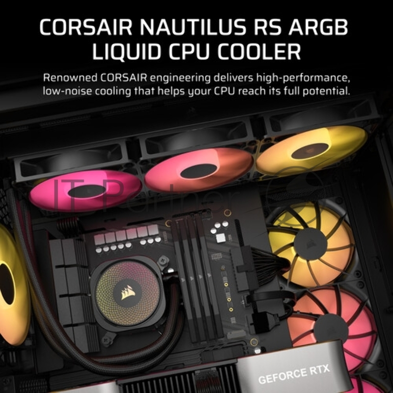 Система жидкостного охлаждения Corsair NAUTILUS 360 ARGB (360mm, Black, ARGB/ Fans: 3x120mm, 72.8CFM, 36dBA, 1700RPM/ S: 1851, 1700, AM5, AM4)