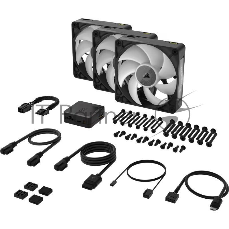 Кулер для корпуса Corsair iCUE LINK RX120 MAX RGB (120x120x30mm, 4-pin PWM, RGB, 71.3CFM, 29.5dBA, 2000RPM, Black, 3pcs)