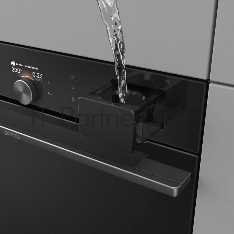 Встраиваемая электрическая духовка Gorenje BFS6148B, объем 77 л, макс. температура 230 градусов, сенсорное/поворотное управление, Wi-Fi, пар (FullSteam), сувид, AirFry, автоматические программы, телескопические направляющие на одном уровне, термощуп,