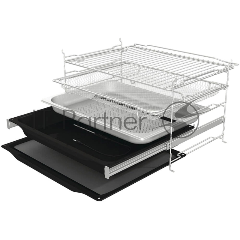 Встраиваемая электрическая духовка Gorenje BFS6148B, объем 77 л, макс. температура 230 градусов, сенсорное/поворотное управление, Wi-Fi, пар (FullSteam), сувид, AirFry, автоматические программы, телескопические направляющие на одном уровне, термощуп,