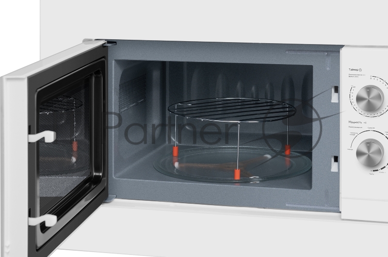 Микроволновая печь встраиваемая Weissgauff HMT-2012GRILL белый, 20 л, 700 Вт, переключатели - поворотный механизм