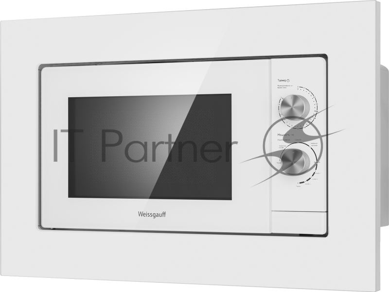 Микроволновая печь встраиваемая Weissgauff HMT-2012GRILL белый, 20 л, 700 Вт, переключатели - поворотный механизм