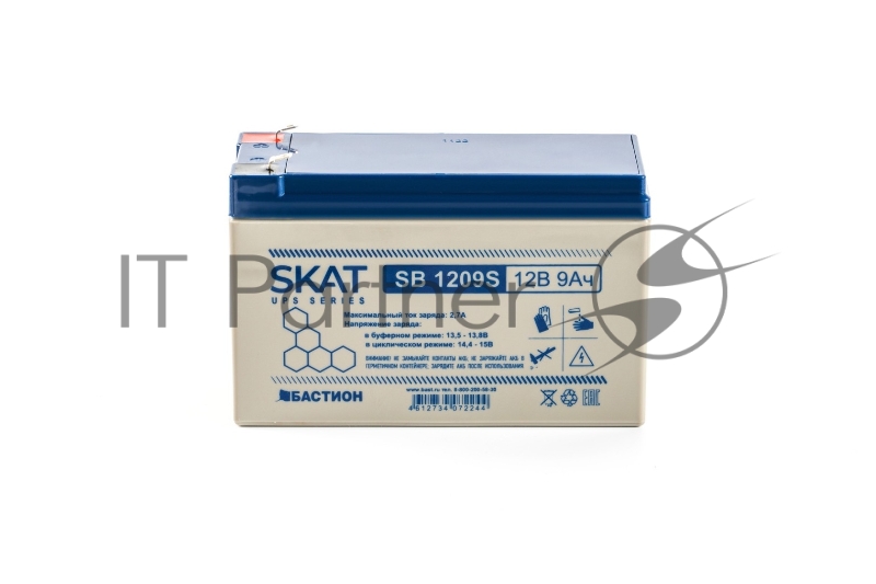 АКБ свинцово-кислотная SKAT SB 1209S тип AGM 12V 9Ач I зар. 2,6 А (ножевые клеммы) (8970)