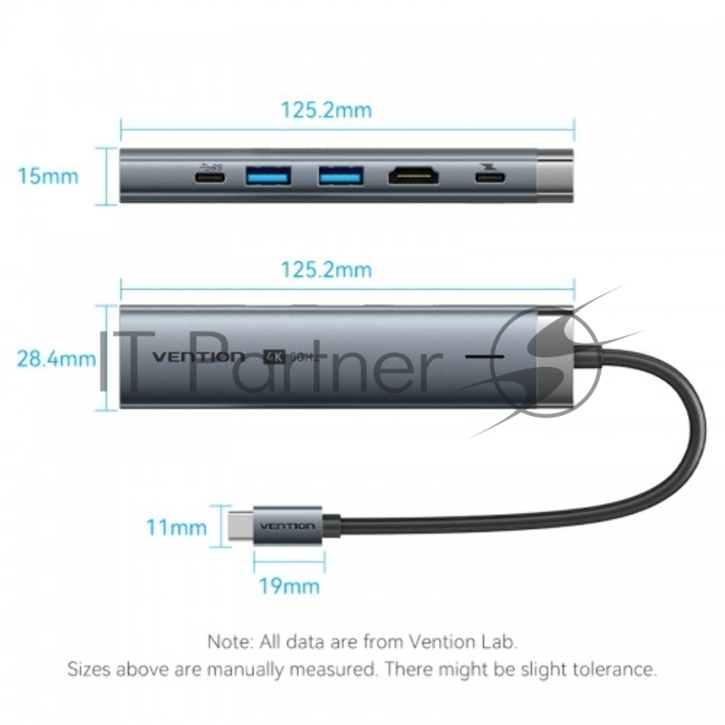 Мультифункциональный хаб Vention USB-C 6 в 1, шт.