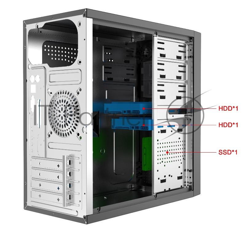 Корпус с блоком питания Foxline 450Вт./ Case Forza mATX, 450W, 2xUSB2.0+2xUSB3.0, Black, w/o FAN, 8 cm fan PSU, power cord