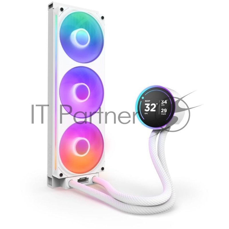 Система жидкостного охлаждения для ПК Water Cooling System NZXT Kraken Elite 360 RGB (270W, 360mm, LED temp., White, RGB/ Fans: 1xF360 RGB Core Fan, 75.12CFM, 30dBA, 2400RPM/ Pump height 65mm, 2800RPM, Rad thickness 27mm/ S: 1851, 1700, 1200, 115X, A