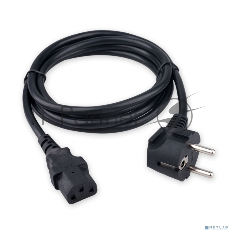 Кабель питания Гарнизон GPC-186-1-1.8M, Schuko-C13, 3x1.0мм2, 16A, CCA, с заземлением, 1.8м, черный, пакет