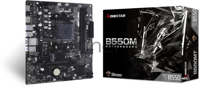 Материнская плата Biostar B550MT Soc-AM4 AMD B550 2xDDR4 mATX AC`97 8ch(7.1) GbLAN RAID+HDMI+DP