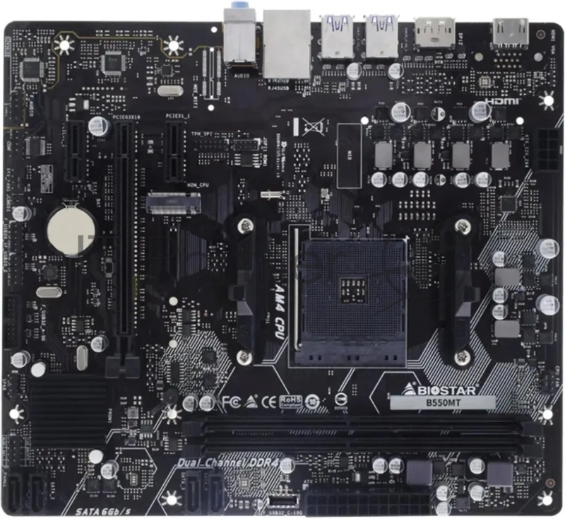 Материнская плата Biostar B550MT Soc-AM4 AMD B550 2xDDR4 mATX AC`97 8ch(7.1) GbLAN RAID+HDMI+DP