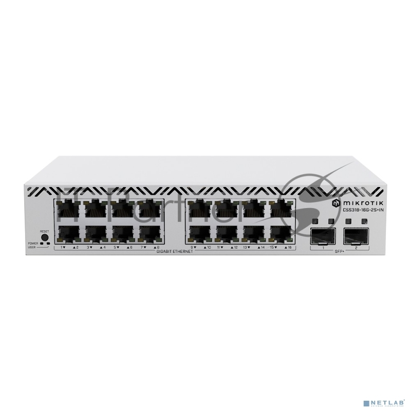 Коммутатор на 16 гигабитных портов и 2 SFP+ Mikrotik CSS318-16G-2S+IN