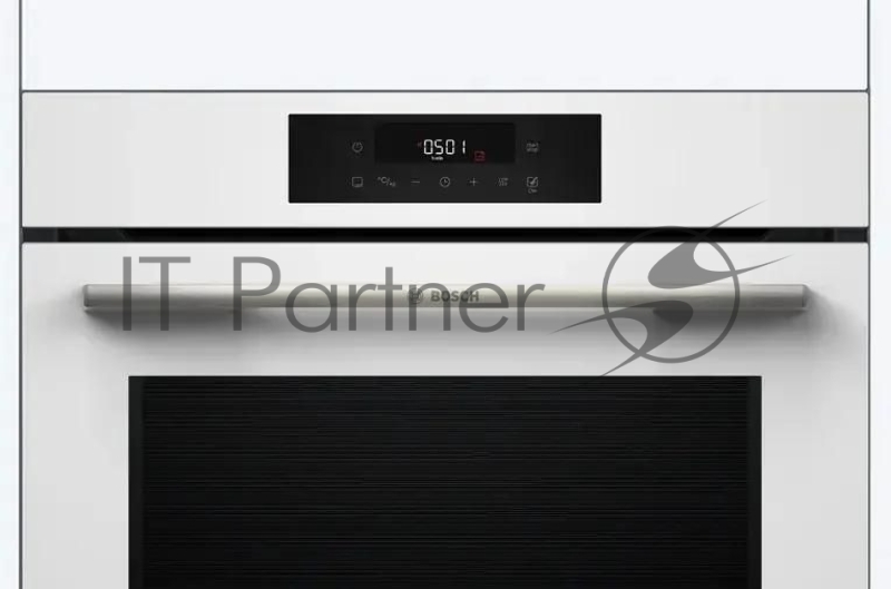 Духовой шкаф электрический Bosch HJG852YW0T Serie 6, 60 см, 66 л, белый ,сенсорное управление, 8 режимов+AutoPilot 30(30 автоматических программ), LCD-дисплей, галогенное освещение, самоочистка EcoClean,Soft Open and Soft Close door,телескопические