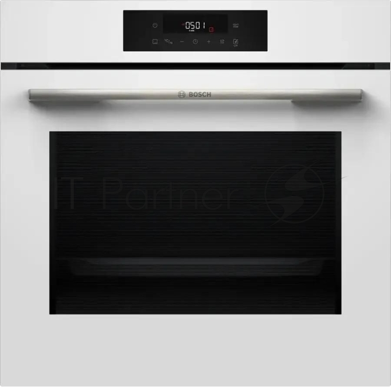 Духовой шкаф электрический Bosch HJG852YW0T Serie 6, 60 см, 66 л, белый ,сенсорное управление, 8 режимов+AutoPilot 30(30 автоматических программ), LCD-дисплей, галогенное освещение, самоочистка EcoClean,Soft Open and Soft Close door,телескопические