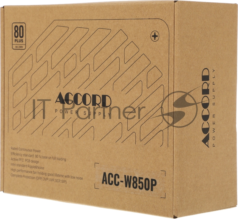 Блок питания Accord ATX 850W ACC-W850P 80+ white (20+4pin) 120mm fan 6xSATA RTL