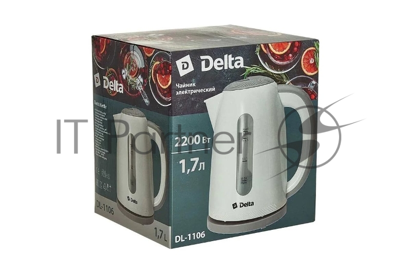 Чайник Delta DL-1106 белый с серым